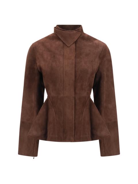 Alaïa Alaïa Peplum Suede Goatskin Jacket Chocolat