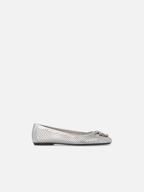 PINKO PERFORATED BALLERINAS IN LAMINATED NAPPA LEATHER