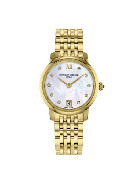 Other Designers Frederique Constant Classics Slimline Quartz Diamond Ladies Watch FC-220MPWD1S25B