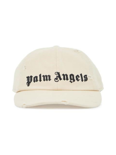 Distressed Baseball Cap With Logo