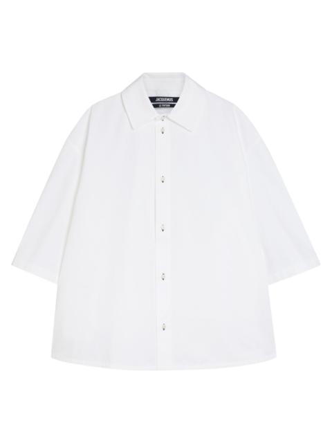 JACQUEMUS Jacquemus La Chemise Triangle Logo-embroidered Cotton-poplin Shirt