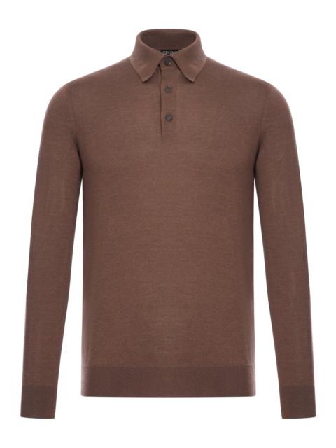ZEGNA CASHMERE AND SILK BLEND POLO SHIRT