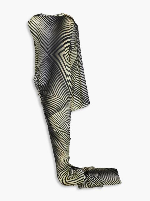 Rick Owens Edfu one-sleeve printed cupro-voile maxi dress