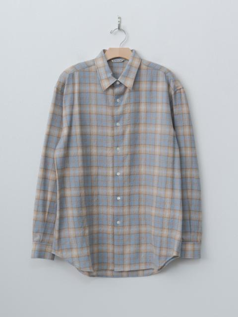 AURALEE Airy Wool Check Shirt - Light Blue × Beige