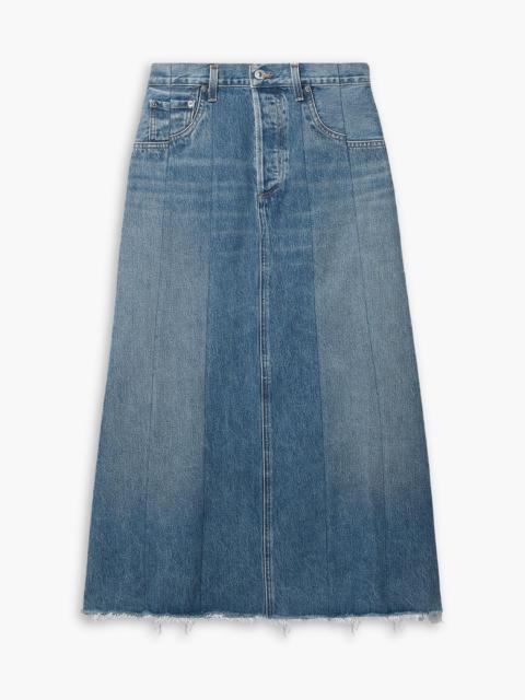 Citizens of Humanity Raian frayed paneled organic denim midi skirt
