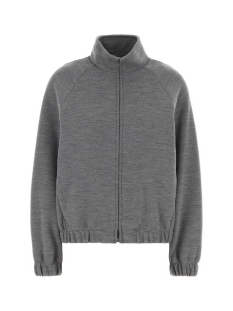Max Mara Max Mara Women Melange Grey Wool Blend Frine Oversize Sweatshirt