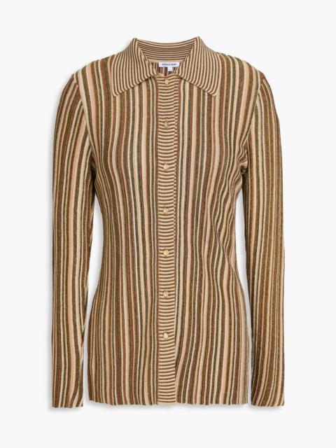 VERONICA BEARD Landon metallic striped ribbed-knit cardigan
