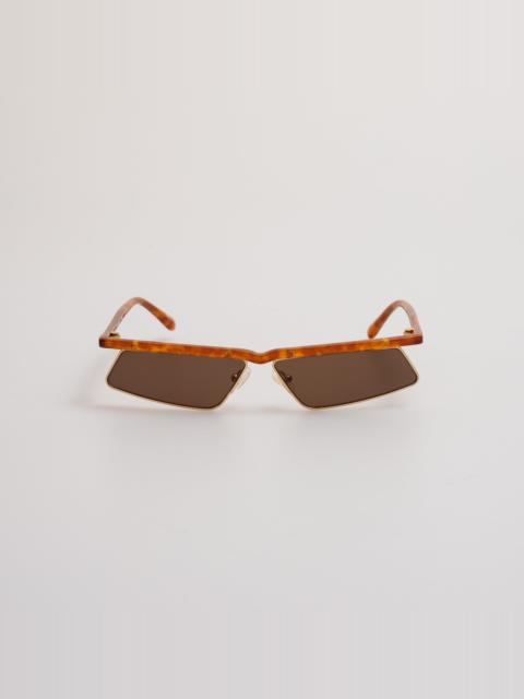 LINDA FARROW Aria Cat Eye Sunglasses in Yellow Gold and Brown
