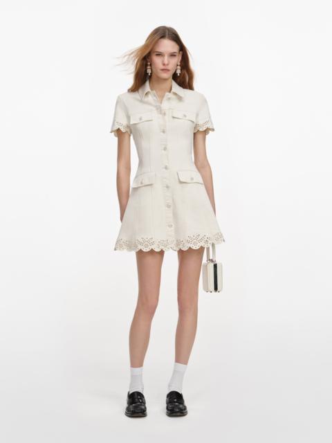 self-portrait Cream Broderie Denim Mini Dress