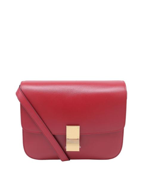 CELINE CELINE Burgundy Calfskin Leather Medium Classic Box Flap Shoulder Bag
(Authentic Pre-Loved)