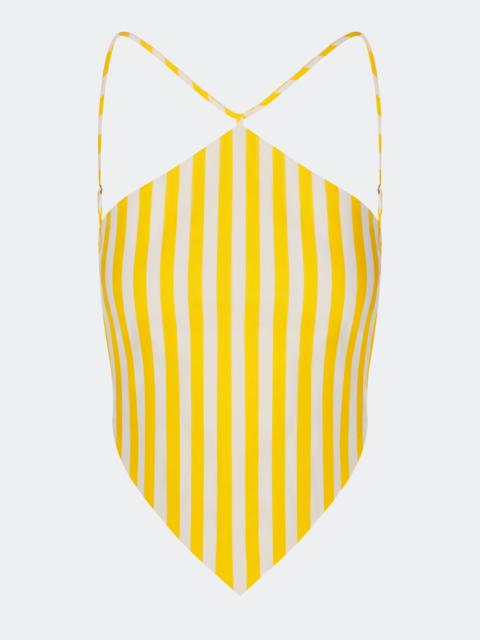 SIMONMILLER Kit Poplin Tie Top in Sungold/Ecru Stripe
