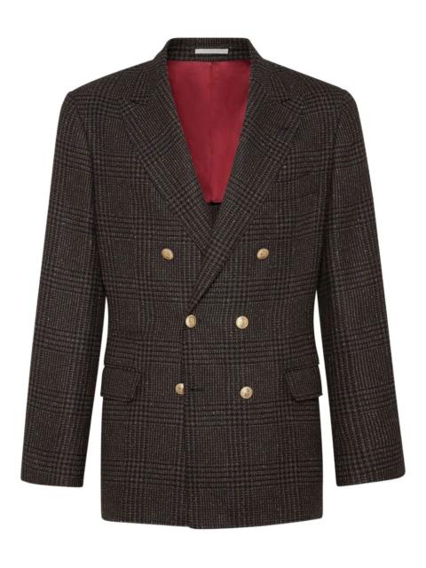 Brunello Cucinelli Brunello Cucinelli Men Prince Of Wales One-And-A-Half Breasted Blazer With Metal Buttons