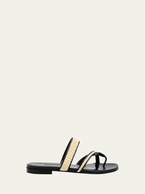 Manolo Blahnik Susara Woven Flat Slide Sandals