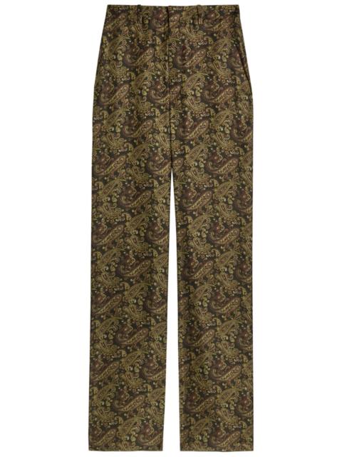 SAINT LAURENT Yves Saint Laurent Paisley Wide-leg Silk-twill Trousers