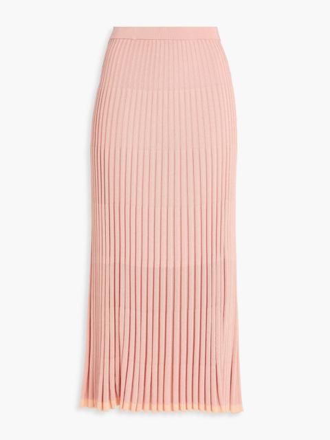 Zimmermann Metallic ribbed-knit midi skirt