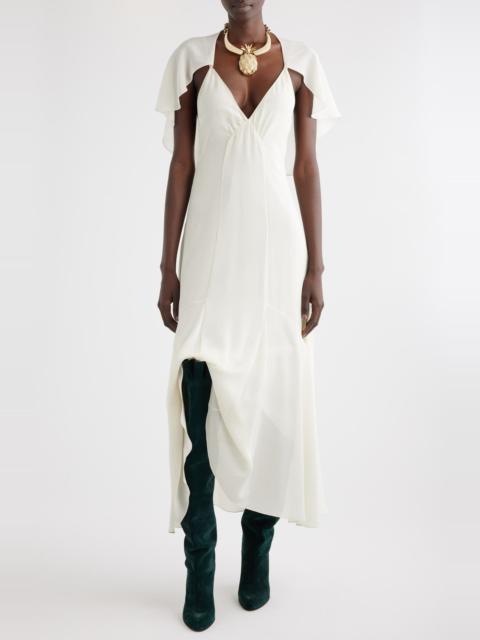 Chloé Cape Sleeve Silk Georgette Maxi Dress in Pristine White at Nordstrom