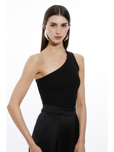 KAREN MILLEN Compact Jersey Rib Asymmetrical Top