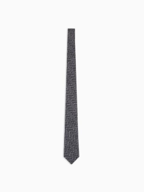 ASV silk tie with geometric print