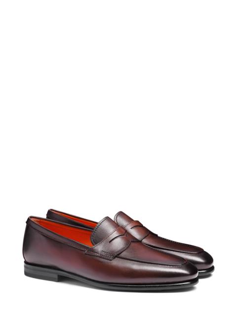 Santoni Santoni Carlos Penny Loafer in Dark Brown at Nordstrom