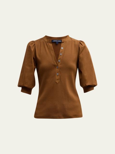 VERONICA BEARD Coralee Puff Sleeve Button-Front Top