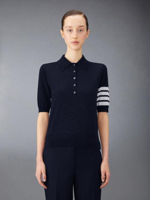 Thom Browne RELAXED FIT POLO W/ 4 BAR IN FINE MERINO WOOL
