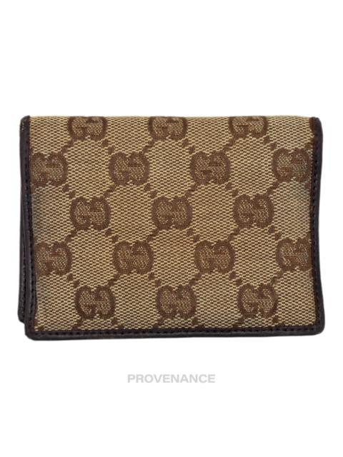 GUCCI Gucci Card Wallet - GG Canvas Brown