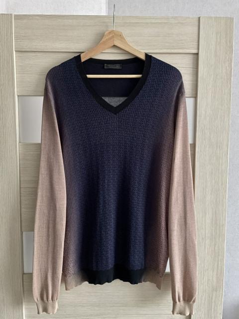 Prada Prada Milano Multi Silk V-neck Lightweight Gradient Jumper