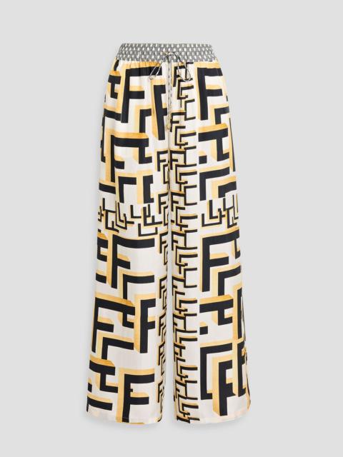 CAMILLA Printed silk-twill wide-leg pants