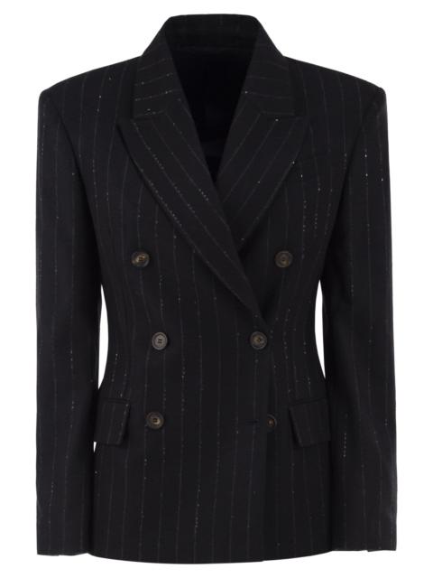 Brunello Cucinelli Brunello Cucinelli Women Double-Breasted Pinstripe Blazer With Sequins