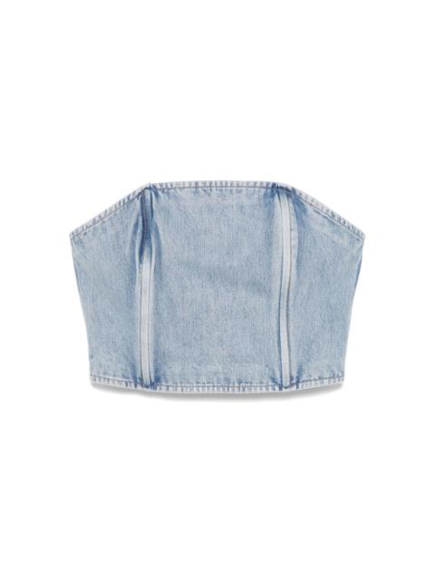 strapless denim top