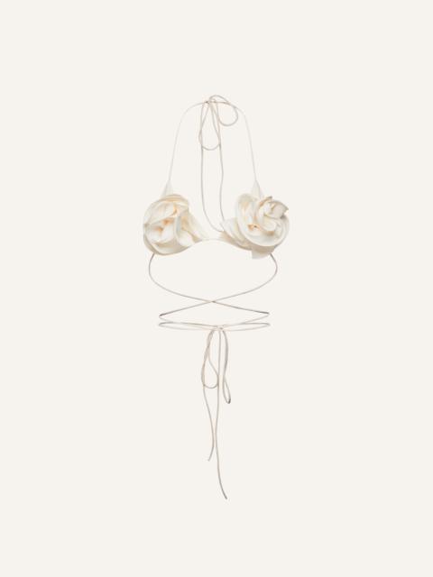 MAGDA BUTRYM Floral strappy triangle bikini top in cream