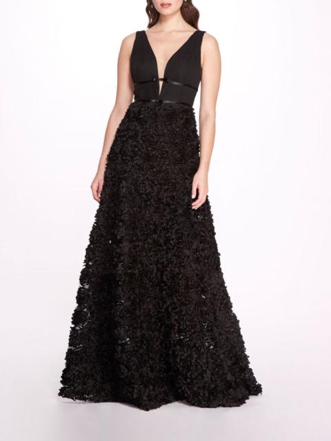 Marchesa PLUNGING V-NECK BALL GOWN