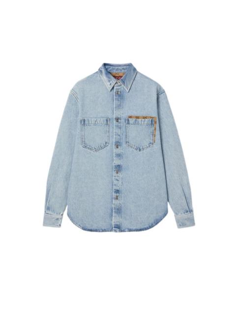 GUCCI GUCCI $2250 Light Blue Washed Denim Shirt New & Authentic (M