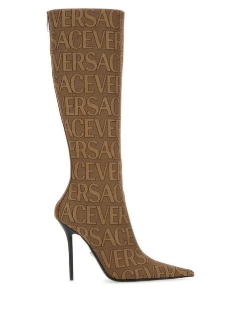 VERSACE VERSACE Embroidered Jacquard Cavas Versace Allover Boots