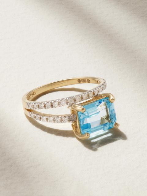 MATEO Point Of Focus 14-karat Gold, Topaz And Diamond Ring