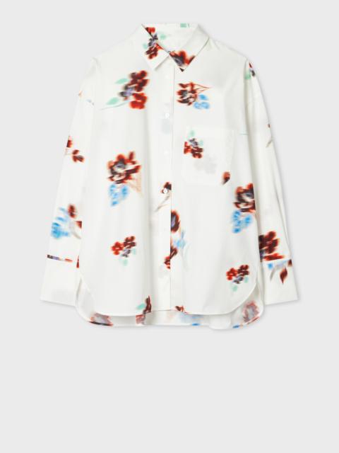 Paul Smith Women' White 'Hazy Floral' Cotton Shirt
