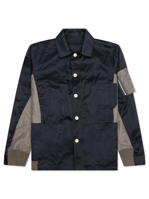 sacai COTTON CHINO X NYLON TWILL BLOUSON - NAVY/TAUPE