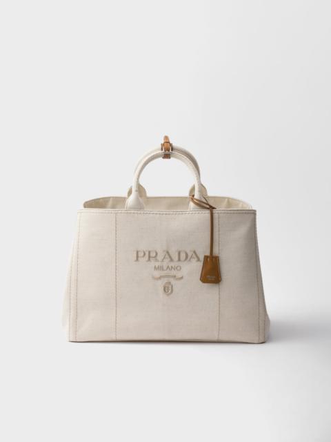 Prada Prada Jardinière extra large linen blend tote bag