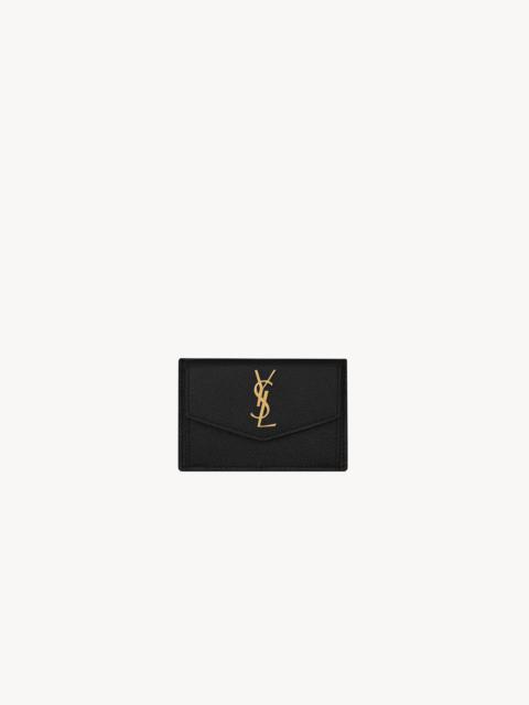 SAINT LAURENT UPTOWN FLAP CARD CASE IN GRAIN DE POUDRE LEATHER