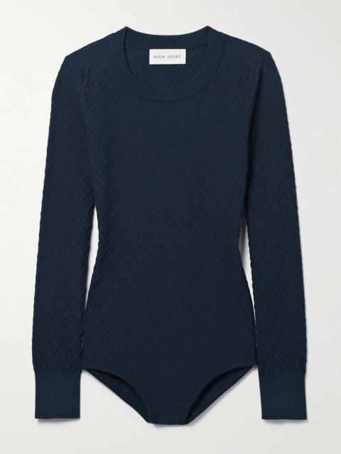 HIGH SPORT Stretch-cotton Jacquard-knit Bodysuit