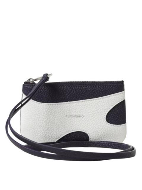 FERRAGAMO Ferragamo Grey Cut-Out Leather Zip Pouch