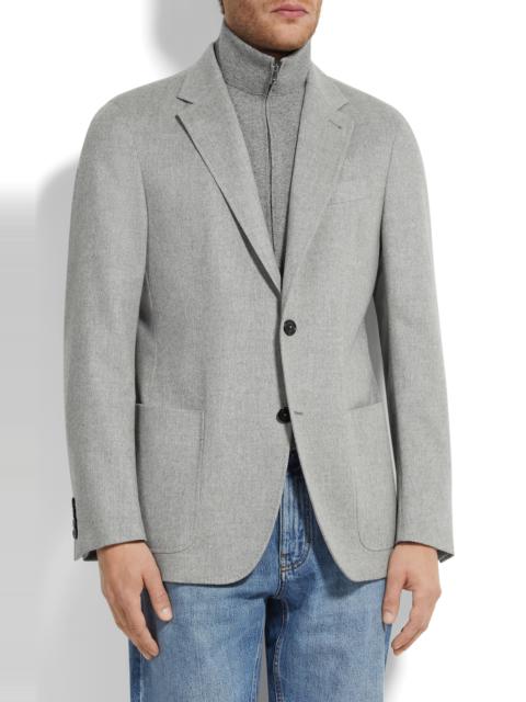 ZEGNA ZEGNA Oasi Cashmere Sport Coat with Detachable Bib in Grey Melange at Nordstrom