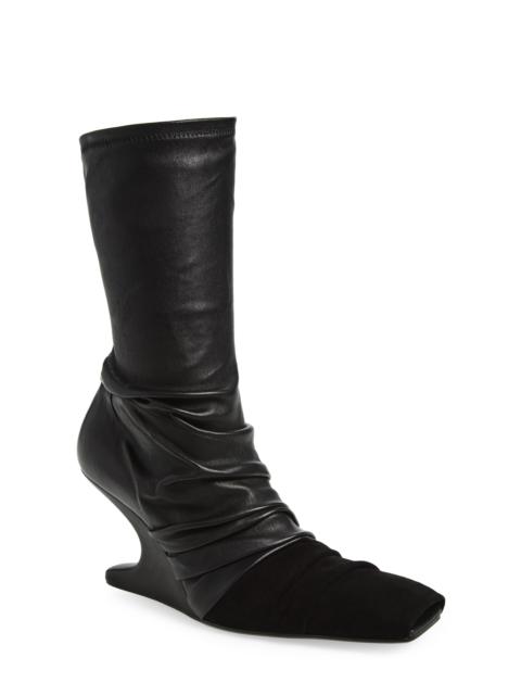 Rick Owens Rick Owens Cantilever Mixed Media Boot in Black/Black at Nordstrom