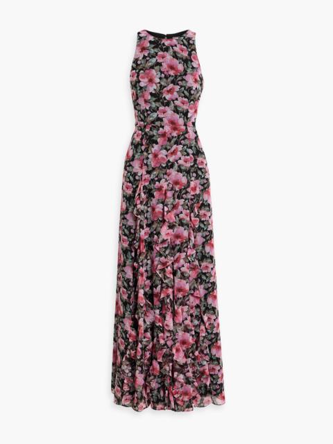 Other Designers Ruffled floral-print chiffon maxi dress