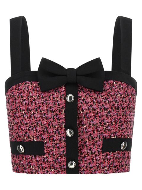 Alessandra Rich Tweed Top Tops Pink