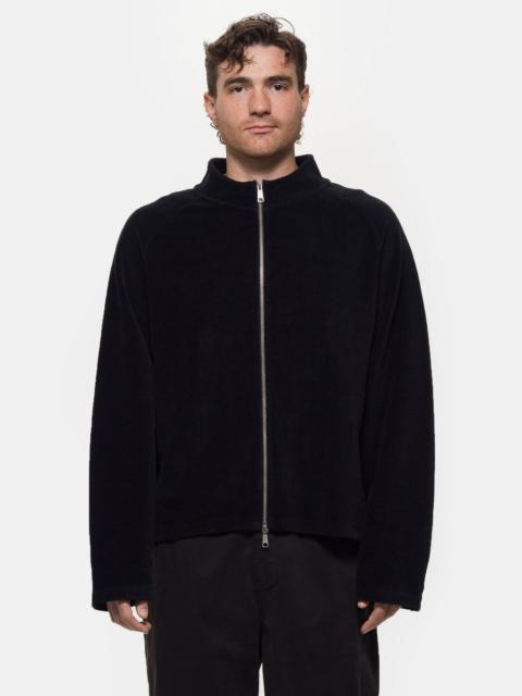 mfpen Leisure Zip Up Sweater in Black Jersey Cord