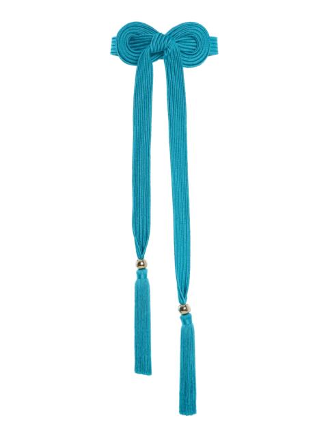CAROLINA HERRERA Trapunto Satin Bow Belt turquoise