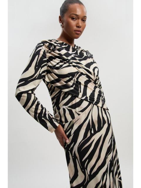 KAREN MILLEN Plus Size Zebra Print Crepe Twist Detail Maxi Dress