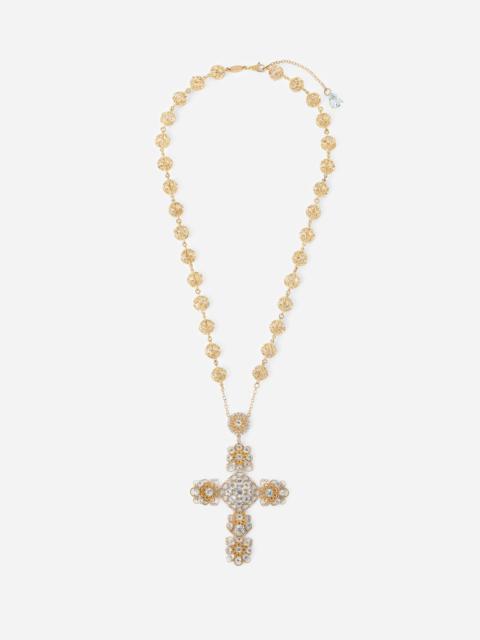 Dolce & Gabbana Filigree Necklace 18-carat yellow gold and aquamarines