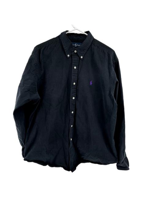 Ralph Lauren Button Down Shirt Long Sleeve Embroidered Logo Classic Fit Black XL